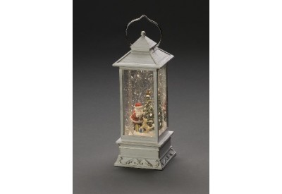 Konstsmide Lantern with Santa and Dog (5 Hour Timer, Battery Operated, Warm White, LED, Water Filled)